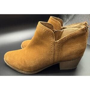Naturalizer Womens Zarie Block Heel Ankle Bootie Side Zip Cushion Tan Sz 8.5M